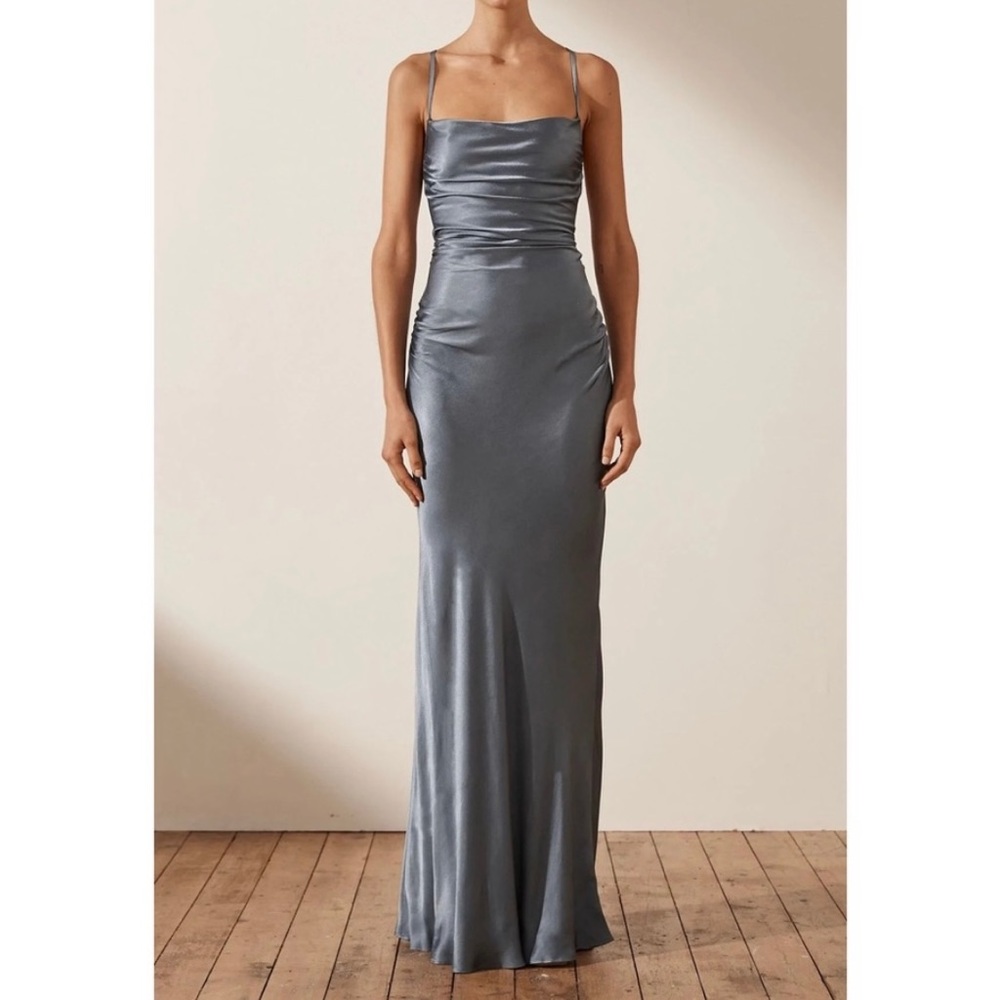 Shona Joy La Lune Lace Back Maxi Dress - Blue Smoke